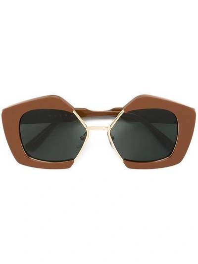 Shop Marni Eyewear 'edge' Sunglasses - Brown