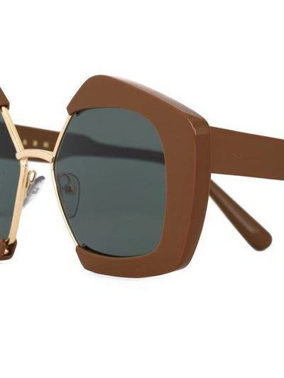 Shop Marni Eyewear 'edge' Sunglasses - Brown