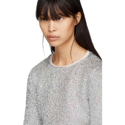 Shop Comme Des Garçons Silver Metallic Layered Sweater