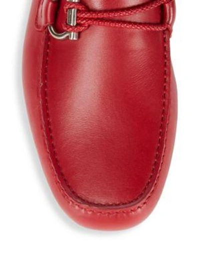 Shop Ferragamo Front Braided Loafers In Red