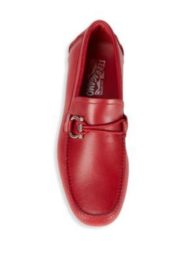 Shop Ferragamo Front Braided Loafers In Red