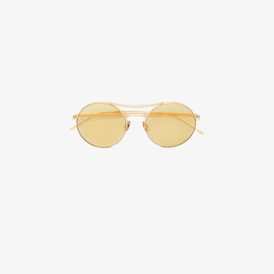 Shop Sunday Somewhere Yellow Goldie Aviator Sunglasses In Silver