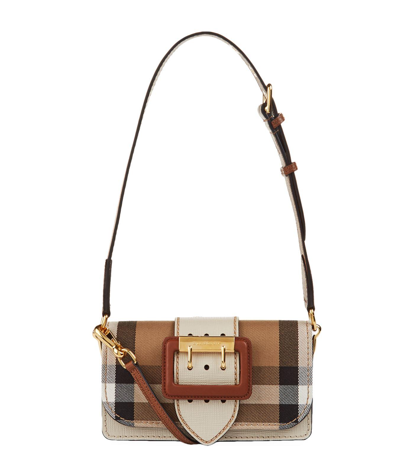 Burberry The Small Buckle Bag In House Check And Leather In Limestone ...