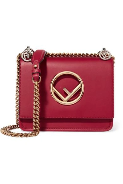 Shop Fendi Kan I Mini Leather Shoulder Bag In Red