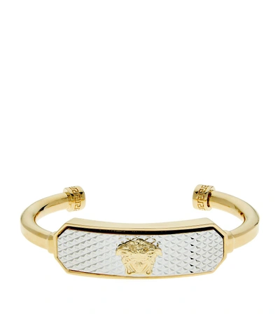 Shop Versace Medusa Plaque Bangle In Gold