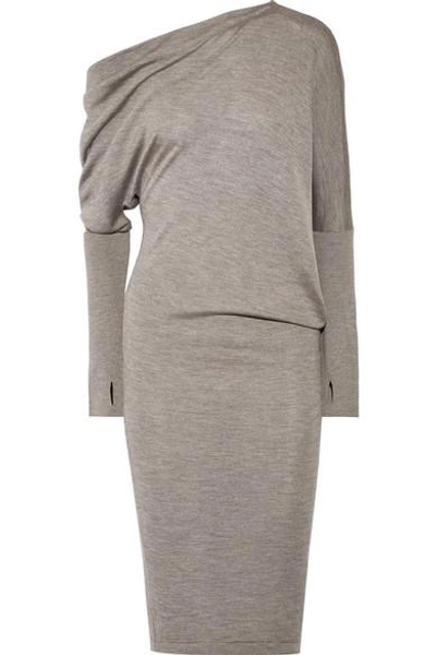 Shop Tom Ford One-shoulder Cashmere And Silk-blend Dress In Gray