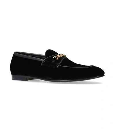 Shop Tom Ford Velvet Valois Chain Loafers In Black