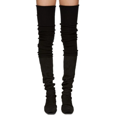 Shop Rick Owens Black Sock Stretch Over-the-knee Boots In 94 Black