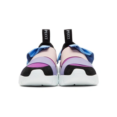 Shop Emilio Pucci Purple And Black Colorblock Ruffle Slip-on Sneakers In A71 Multi