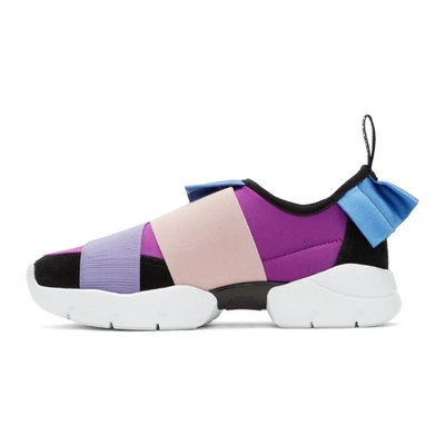 Shop Emilio Pucci Purple And Black Colorblock Ruffle Slip-on Sneakers In A71 Multi
