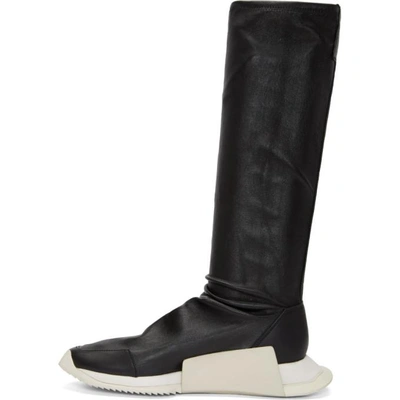 Shop Rick Owens Black Adidas Originals Edition Level Sock Runner Boots In 9111 Black/white