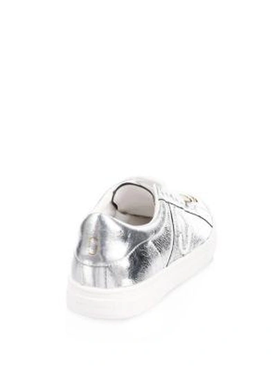 Shop Marc By Marc Jacobs Empire Chain Link Leather Sneakers In Silver