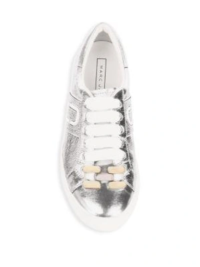 Shop Marc By Marc Jacobs Empire Chain Link Leather Sneakers In Silver