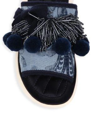 Shop Marc By Marc Jacobs Emerson Pom-pom Slides In Blue