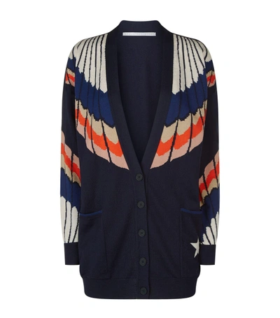 Shop Stella Mccartney Feather Print Wool Cardigan In Multi