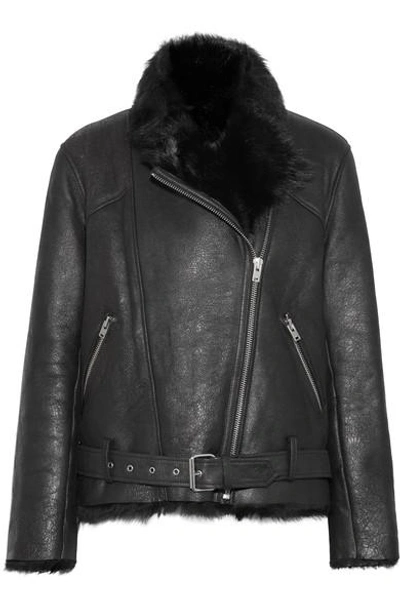 Shop Iro Mantaa Textured-leather And Shearling Coat