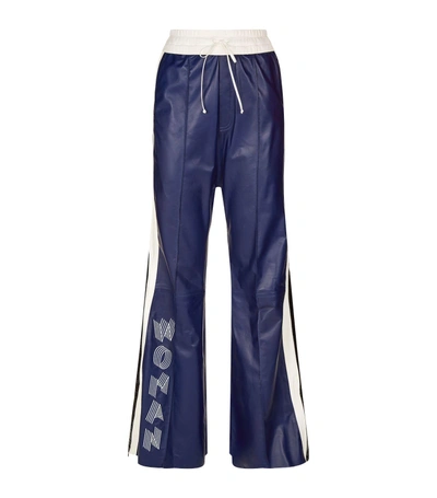 Shop Off-white Leather Wide-leg Sweatpants In Blue