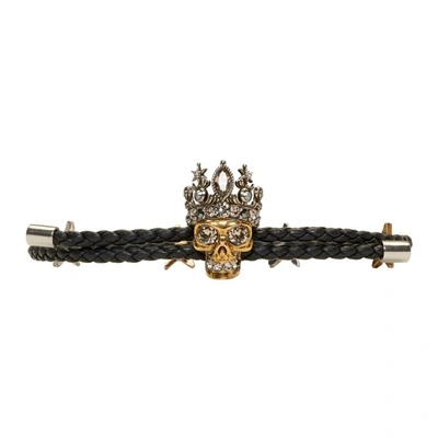 Shop Alexander Mcqueen Black Queen Friendship Bracelet
