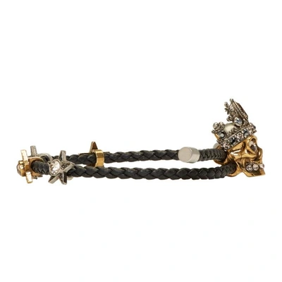 Shop Alexander Mcqueen Black Queen Friendship Bracelet