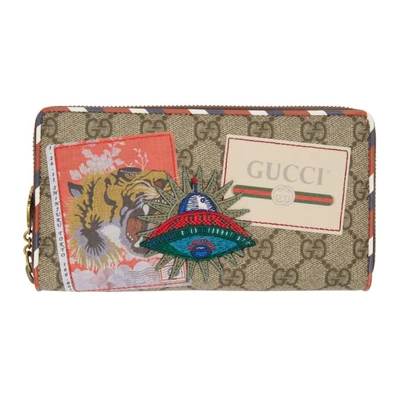 Shop Gucci Beige Gg Supreme Courrier Zip Around Wallet In 8899 B.e/n.ac/m.w.h.