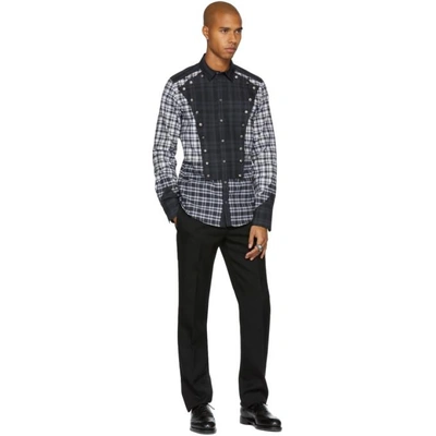 Shop Dolce & Gabbana Dolce And Gabbana Grey And White Check Western Shirt In S9000 Multi