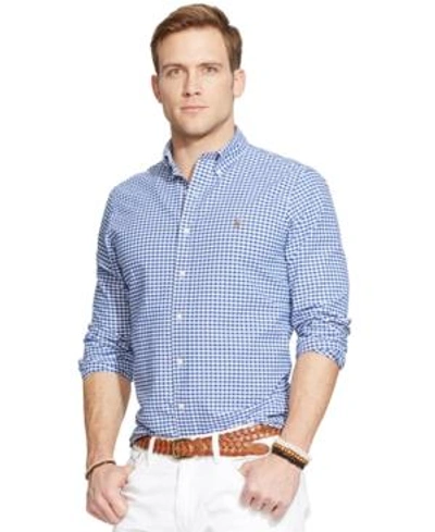 Shop Polo Ralph Lauren Men's Classic Fit Long-sleeve Oxford Shirt In Blue White Stripe