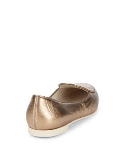 Shop Giorgio Armani Almond Toe Leather Loafers In Bronze