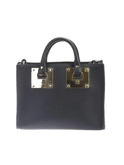 Shop Sophie Hulme Leather Albion Tote Small Bag In Black
