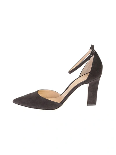 Shop Gianvito Rossi Charcoal Suede Mila Pump Shoes In Grey