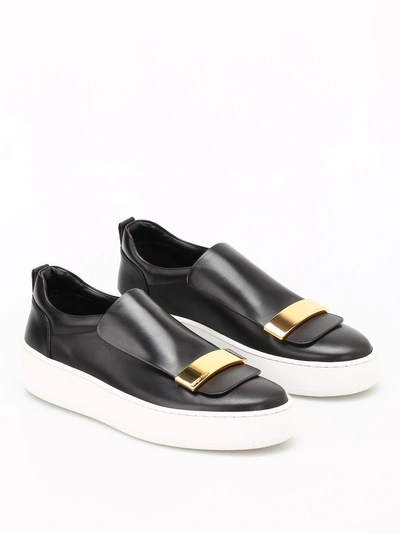 Shop Sergio Rossi Sr1 Addict Leather Slip-ons In Black