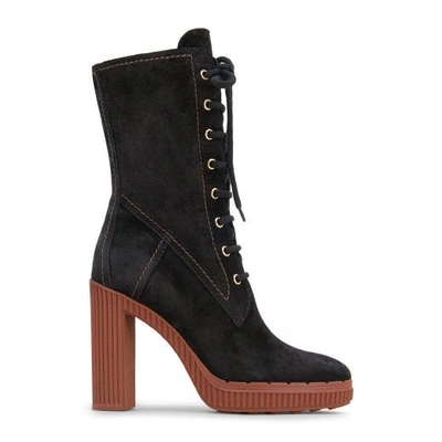 Shop Tod's Boots In Suede In Black