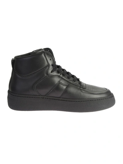 Shop Maison Margiela Leather High Top Sneakers In Black