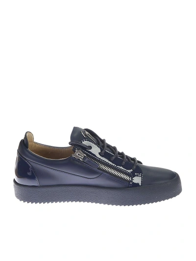 Shop Giuseppe Zanotti Zip-up Leather Sneakers In Blue