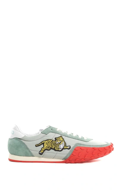 Shop Kenzo Move Suede And Nylon Sneakers In Verde