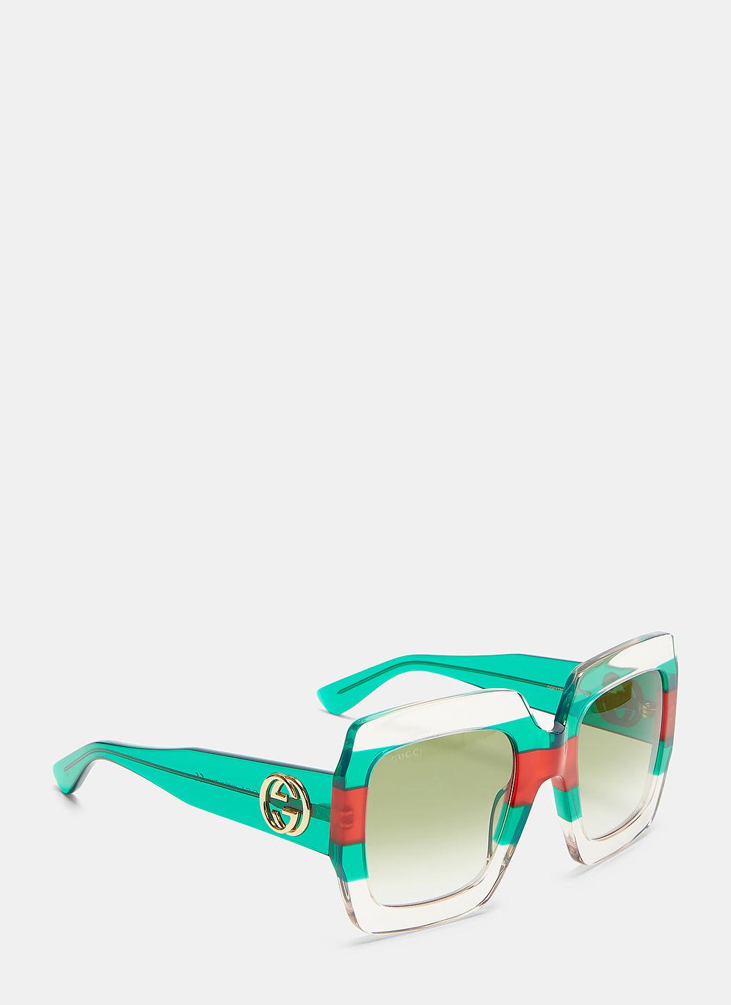 gucci square acetate sunglasses with signature web
