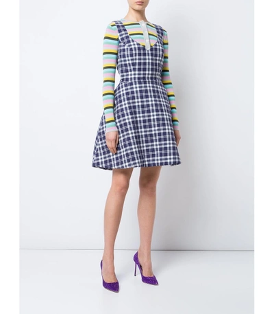 Shop Natasha Zinko Navy/white Plaid Dress