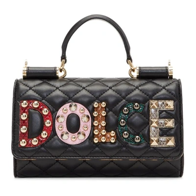 Shop Dolce & Gabbana Black Studded Logo Phone Bag