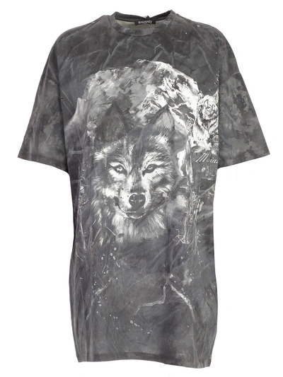 Shop Balmain Short Sleeve T-shirt In Cblack Grey