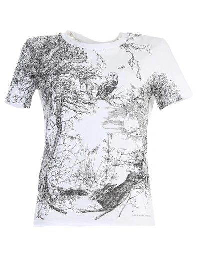 Shop Alexander Mcqueen Printed Cotton T-shirt In White