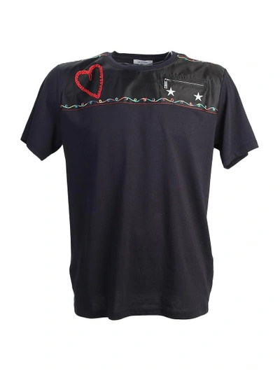 Shop Valentino Cotton T-shirt With Embroidered Cuprum Detail In Blue