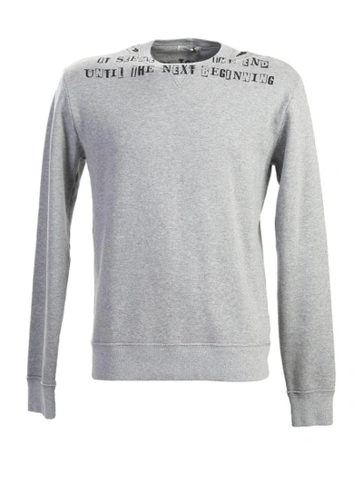Shop Valentino Cotton Blend Letter Print Sweatshirt In Grey