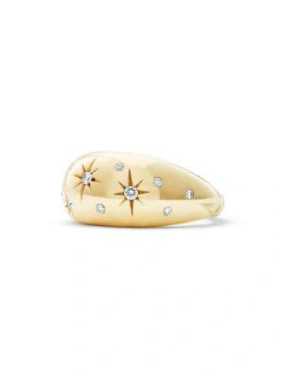 Shop David Yurman Pure Form Pavé Diamond & 18k Yellow Gold Ring