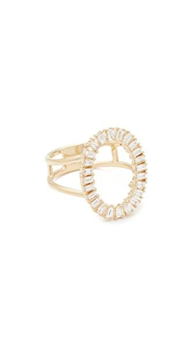 Shop Ef Collection 14k Gold Diamond Oval Ring In Yellow Gold