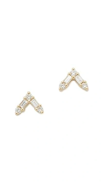 Shop Ef Collection 14k Gold Diamond Stud Earrings In Yellow Gold