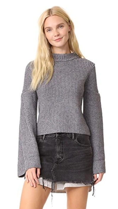 Shop Endless Rose Bell Sleeve Sweater In Charcoal