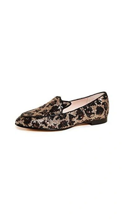 Shop Kate Spade Caty Sequin Slip On Loafers In Black/gold Leopard