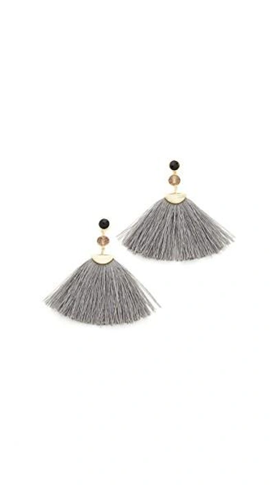 Shop Shashi Mia Fan Tassel Earrings In Grey