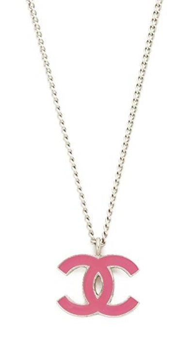 Shop Chanel Enamel Cc Necklace (previously Owned) In Purple/gold