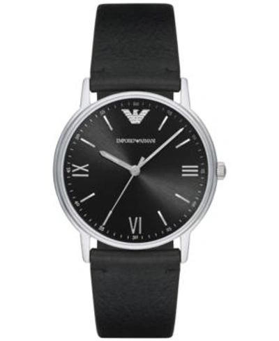 Shop Emporio Armani Men's Black Leather Strap Watch 41mm Ar11013