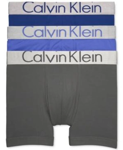 Shop Calvin Klein Steel Men's 3-pk. Micro Boxer Briefs In Grey/violet/deep Blue